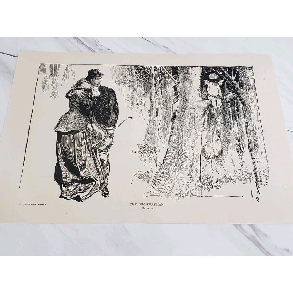 RARE 1906 PRINT Gibson Girls Art Print THE HIGHWAYMAN Cherub Charles Dana Gibson